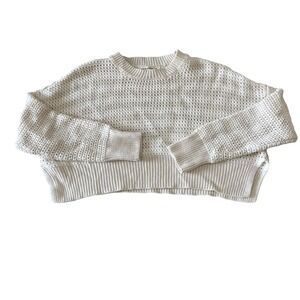 Moon & Madison‎ Cream Knit Open Stitch Cropped Sweater Womens Size M
